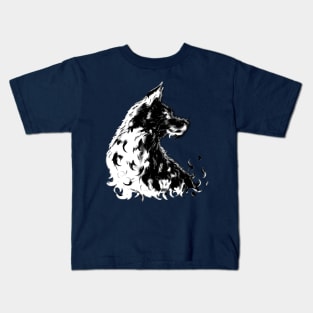 gray fire dog Kids T-Shirt